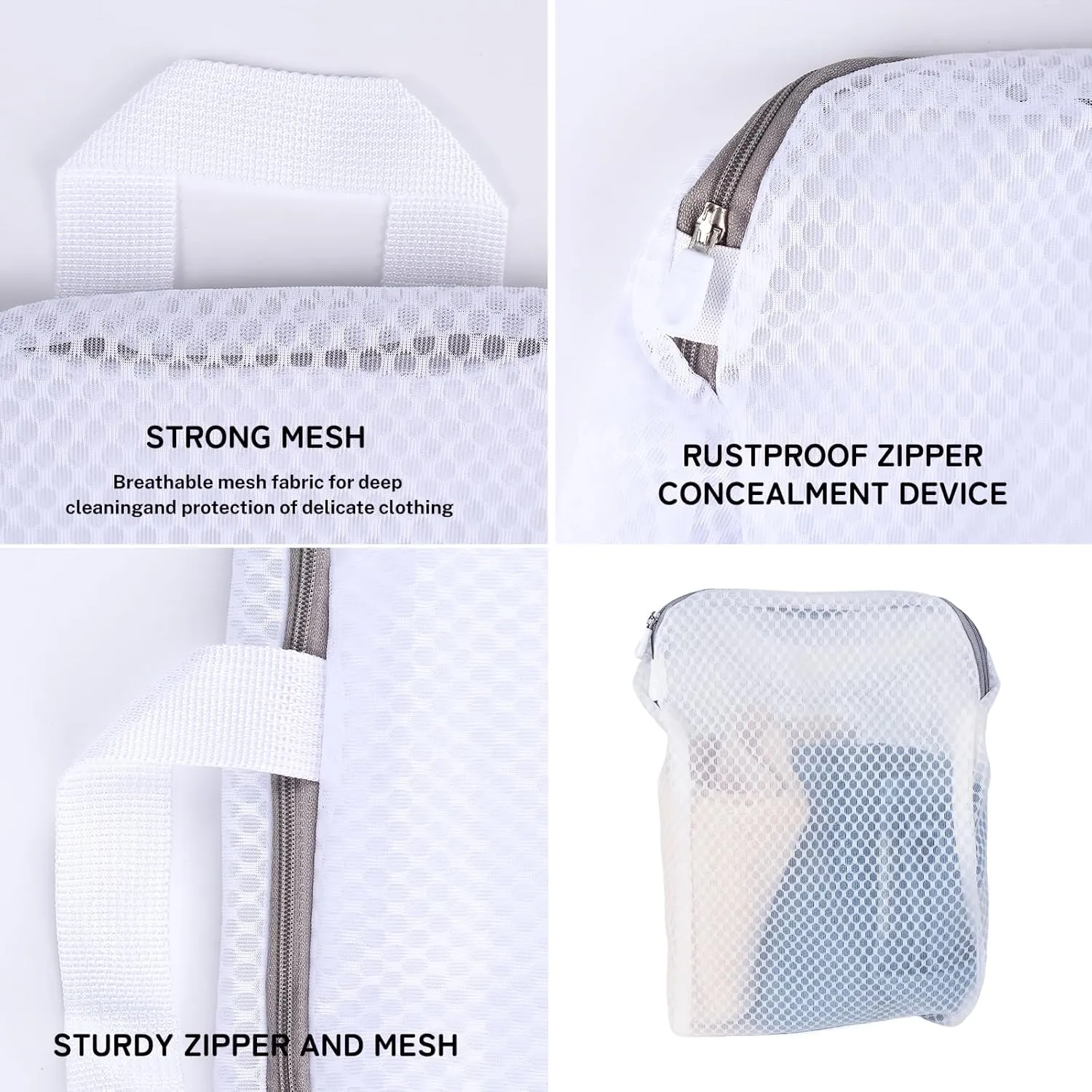 4 Pack Mesh Laundry Bag Mesh Laundry Bags Laundry with Handle for Washing Socks, Baby Items, Lingerie, Travel Garments (WHITE BEIGE1, 4)
