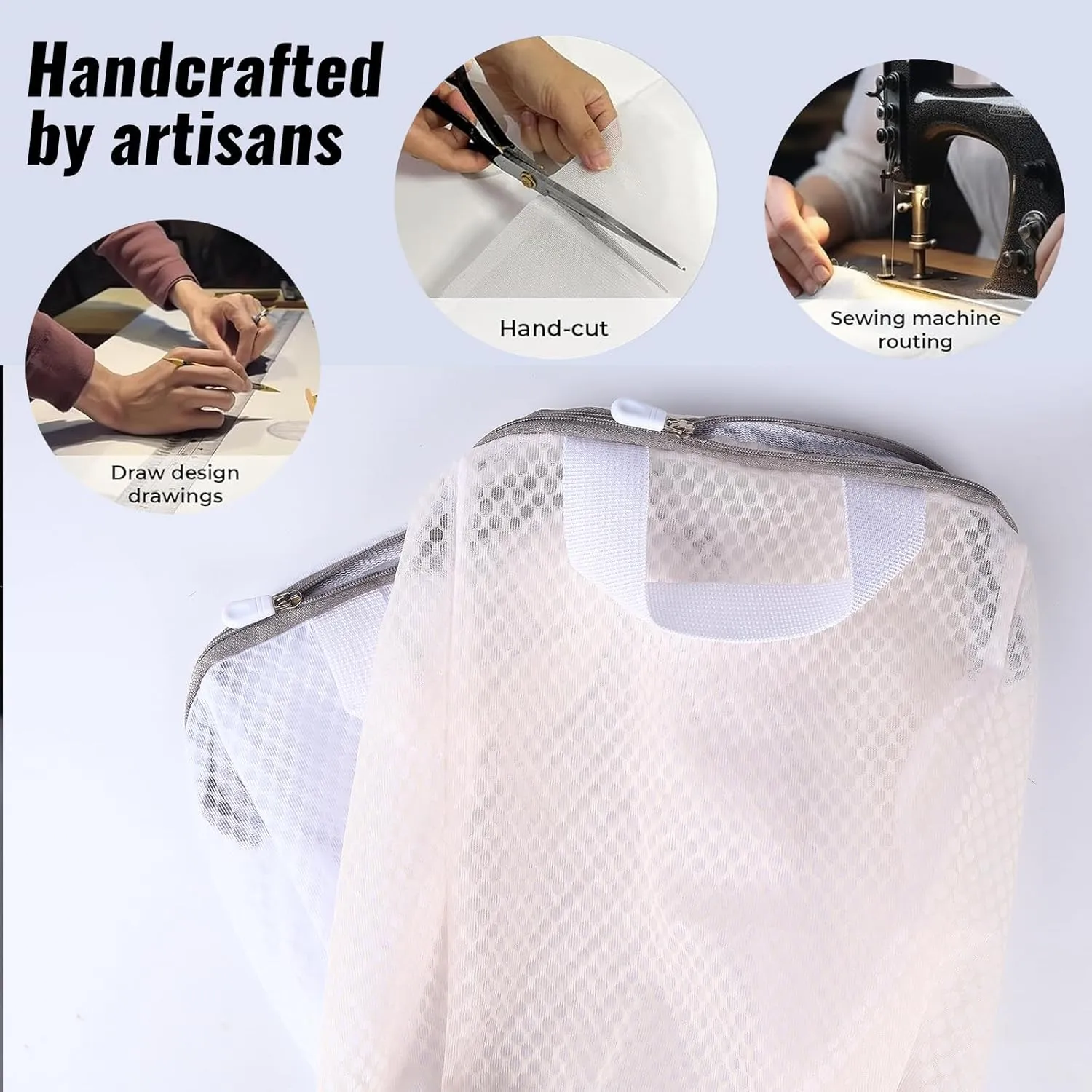 4 Pack Mesh Laundry Bag Mesh Laundry Bags Laundry with Handle for Washing Socks, Baby Items, Lingerie, Travel Garments (WHITE BEIGE1, 4)