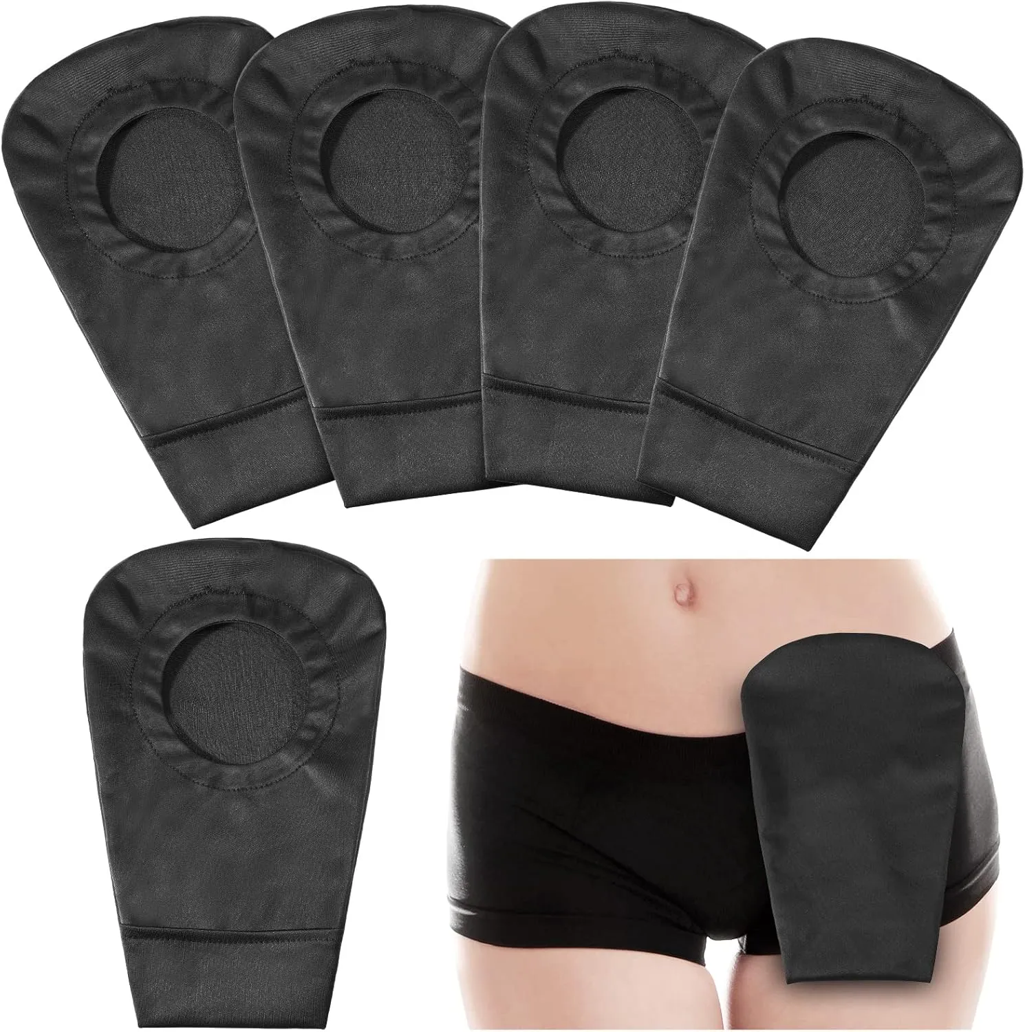 4 Pcs Black Ostomy Bag Cover Ostomy Pouch Cover Odor Control Stretchy Bag Washable Pouch Liner for Women Men Lightweight Care Protector Protective(2.8 Inch Diameter)