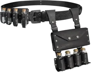 4 PCs Medieval Alchemy Belt Waist Pack Combo with Multiple Potion Bottles, Viking Rivet Belt Side Pouch for Cosplay