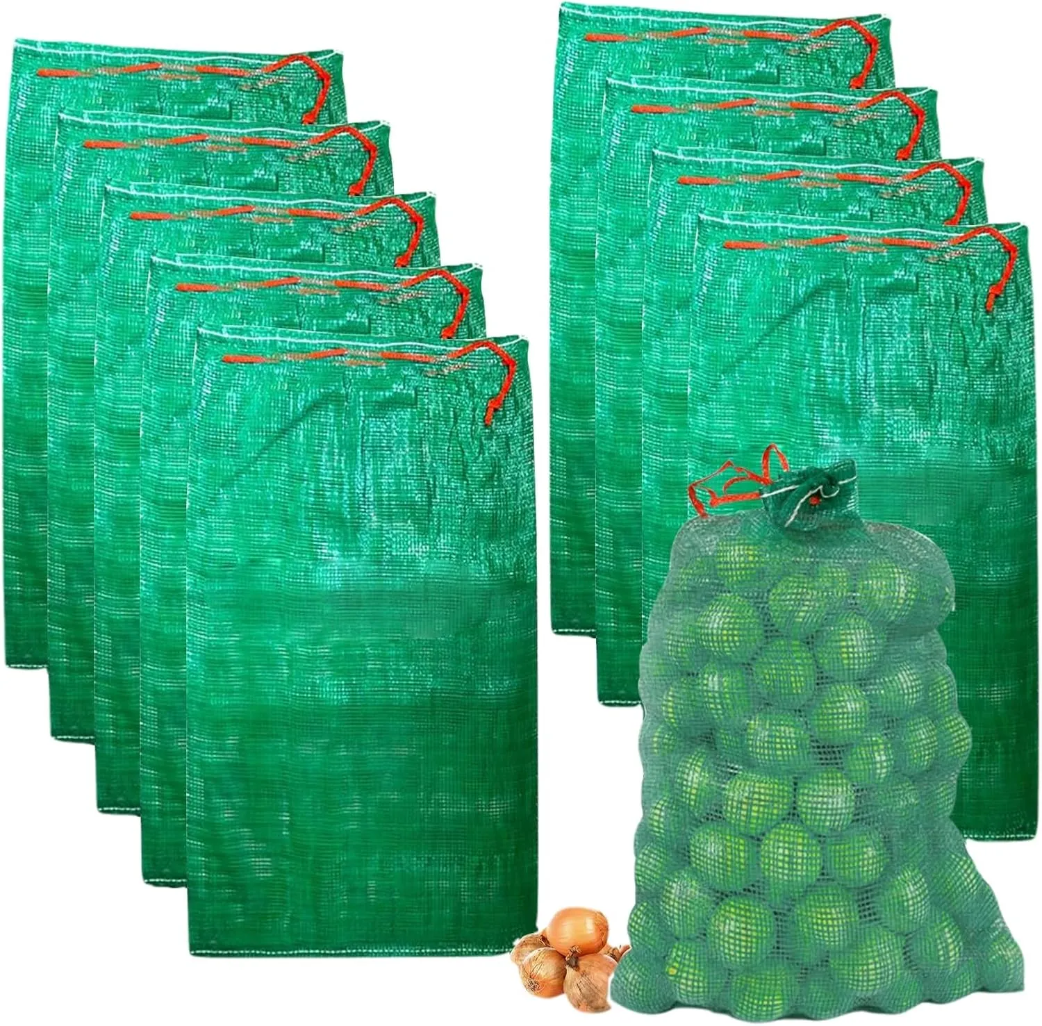 44 lbs Mesh Onions Fresh Bags 50pcs, 15.7"×23.6" Mesh Bags,Reusable Produce Bags with Drawstrings for Potatoes, Firewood, Vegetable, Citrus, Crawfish, and Onion Storage