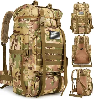 45L Hiking Backpack Waterproof Travel Backpack Lightweight Outdoor Daypack Camping Backpack for Men Women (CP Camo)