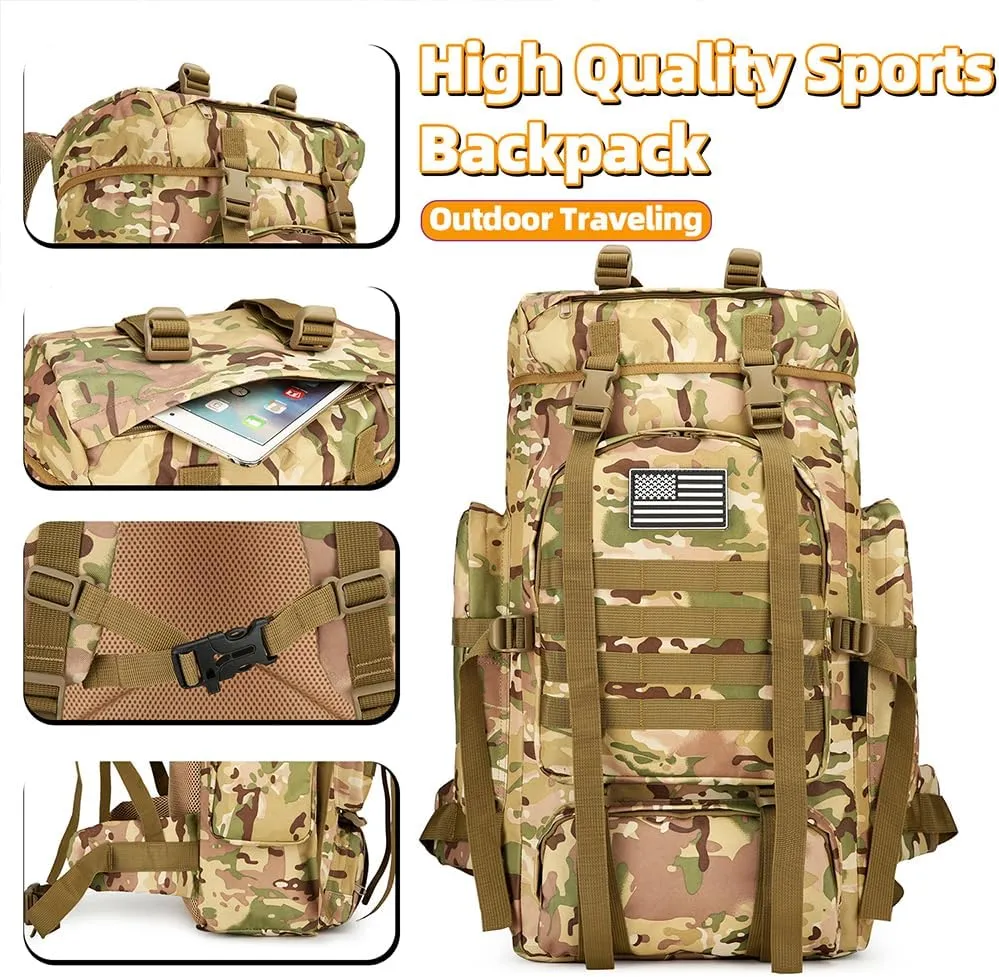 45L Hiking Backpack Waterproof Travel Backpack Lightweight Outdoor Daypack Camping Backpack for Men Women (CP Camo)