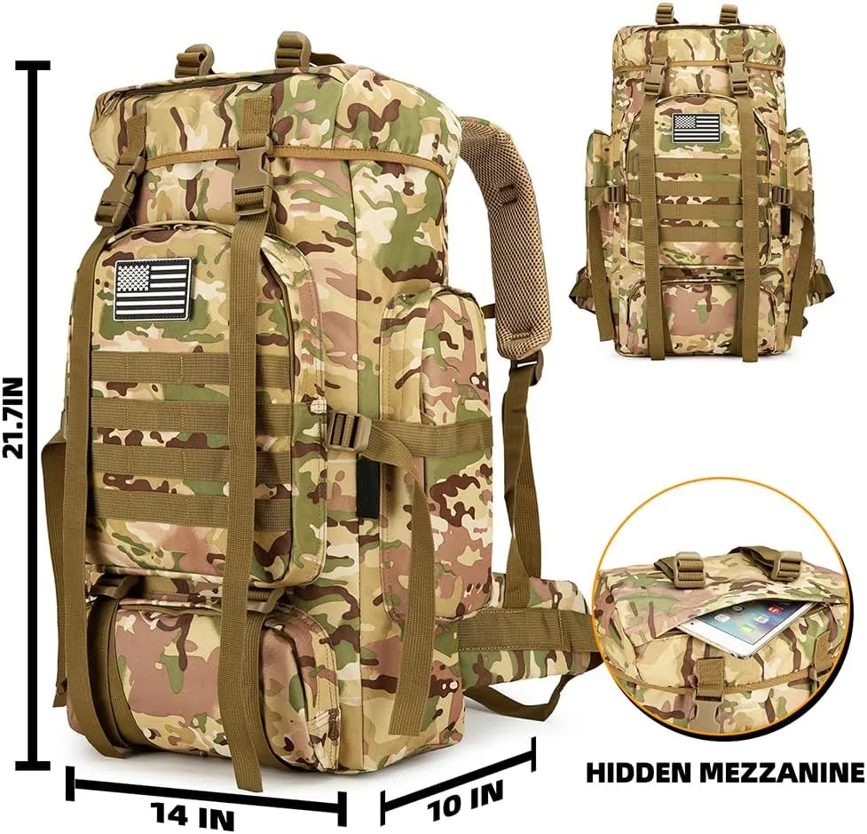 45L Hiking Backpack Waterproof Travel Backpack Lightweight Outdoor Daypack Camping Backpack for Men Women (CP Camo)