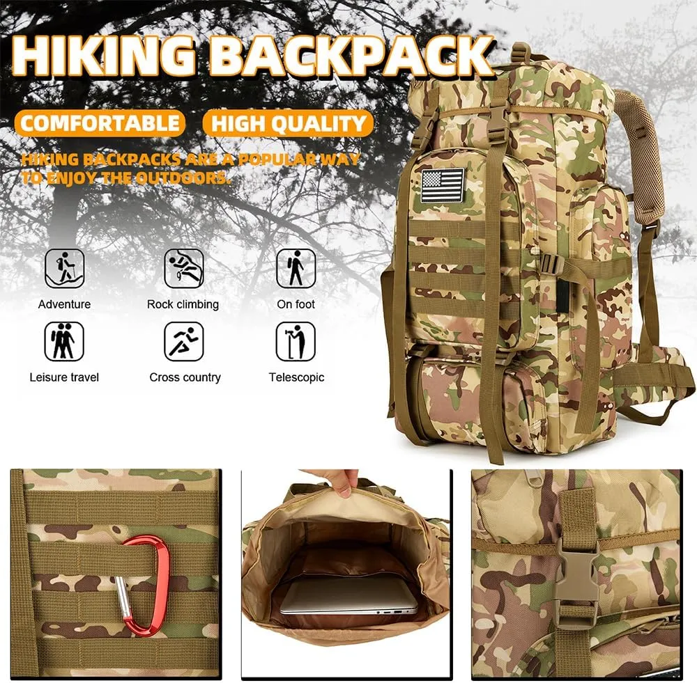 45L Hiking Backpack Waterproof Travel Backpack Lightweight Outdoor Daypack Camping Backpack for Men Women (CP Camo)