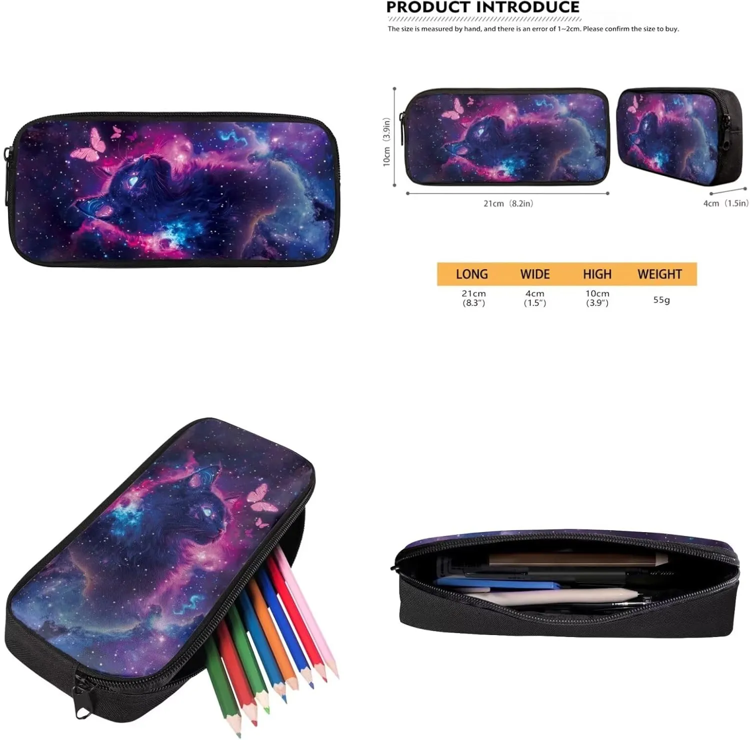 4PCS Backpack Set for Girls Black Cat School Bags with Lunch Box Keychain and Zipper Pencil Case Lightweight Sturdy Bookbags for Students Elementary or Middle School