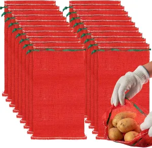 50 Pack Onion Bags Mesh, 10 lb 12” x 20” Potato Bags for Storage, Breathable Mesh Produce Bag with Drawstring, Reusable Onion Vegetable Storage Bag
