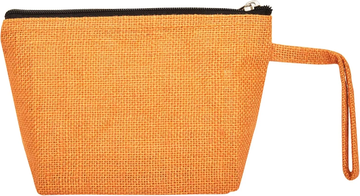 6-Pack Orange Colour Jute Organizer Bags – Multipurpose Zippered Pouches for Makeup, Toiletries & Travel | Sturdy Flat Bottom, Laminated Interior – 5.11" H x 7.88" L x 2.55" B