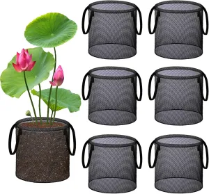 6 Pcs Pond Planting Bags, Mesh Aquatic Pond Lily Planter with Handles Reusable Water Gardens Plant Pots for Aquatic Plants, Pond Bog Plant Garden Terrestrial Plant (6)