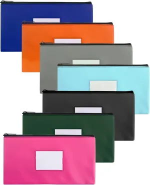 7 Pack Money Bags with Zipper for Cash | 11.25" x 6.25" | 7 Colors | Bank Deposit Bags, Cash Pouches with Zipper, Cash Register bag