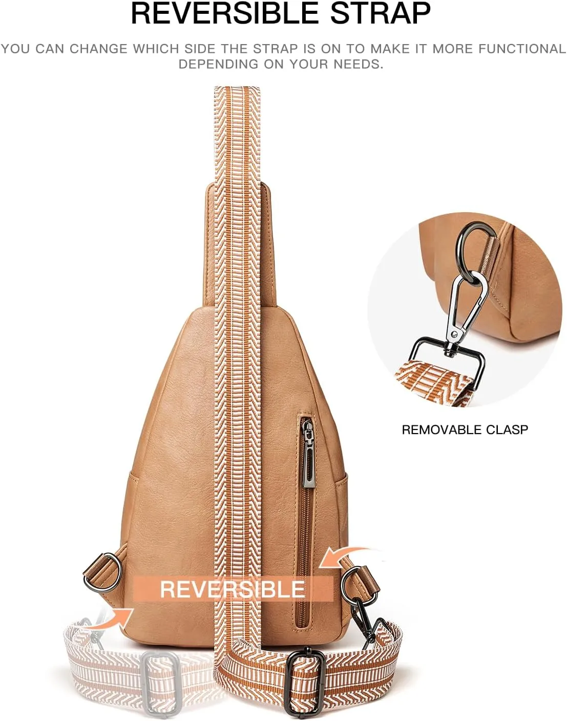 7L Sling Bag For Women Men Crossbody Shoulder Tote Blet Bags Backpack Fanny Pack Travel Purse Faux Leather