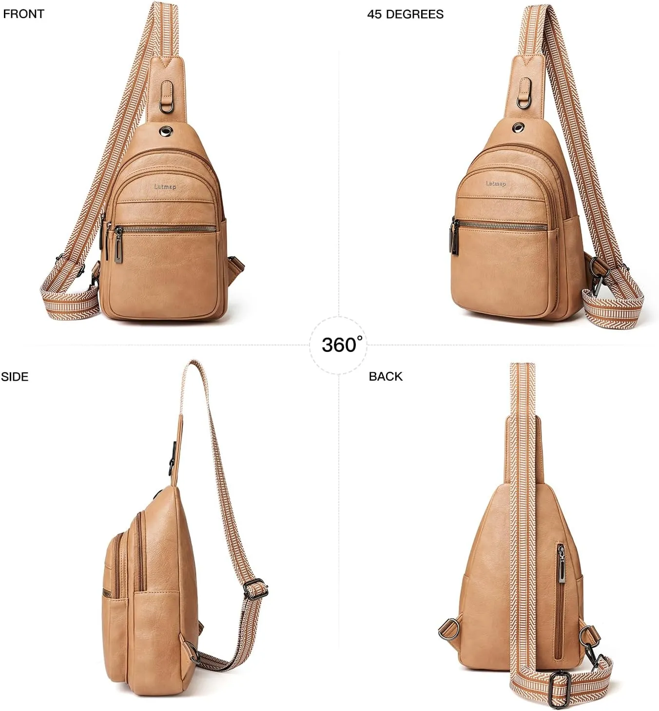 7L Sling Bag For Women Men Crossbody Shoulder Tote Blet Bags Backpack Fanny Pack Travel Purse Faux Leather