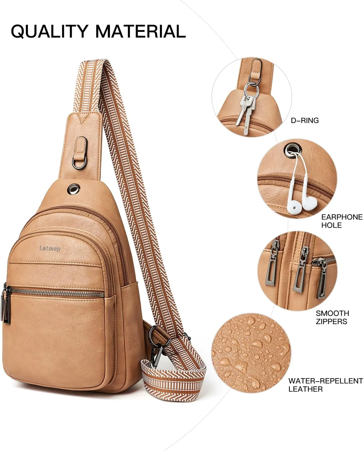 7L Sling Bag For Women Men Crossbody Shoulder Tote Blet Bags Backpack Fanny Pack Travel Purse Faux Leather