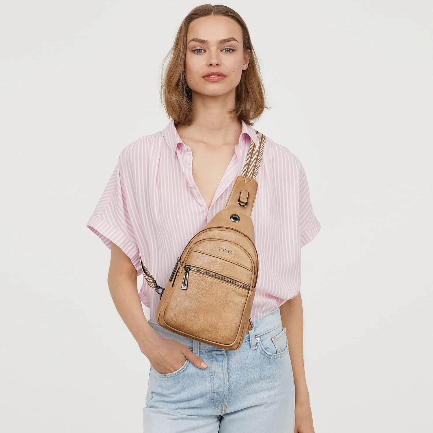 7L Sling Bag For Women Men Crossbody Shoulder Tote Blet Bags Backpack Fanny Pack Travel Purse Faux Leather