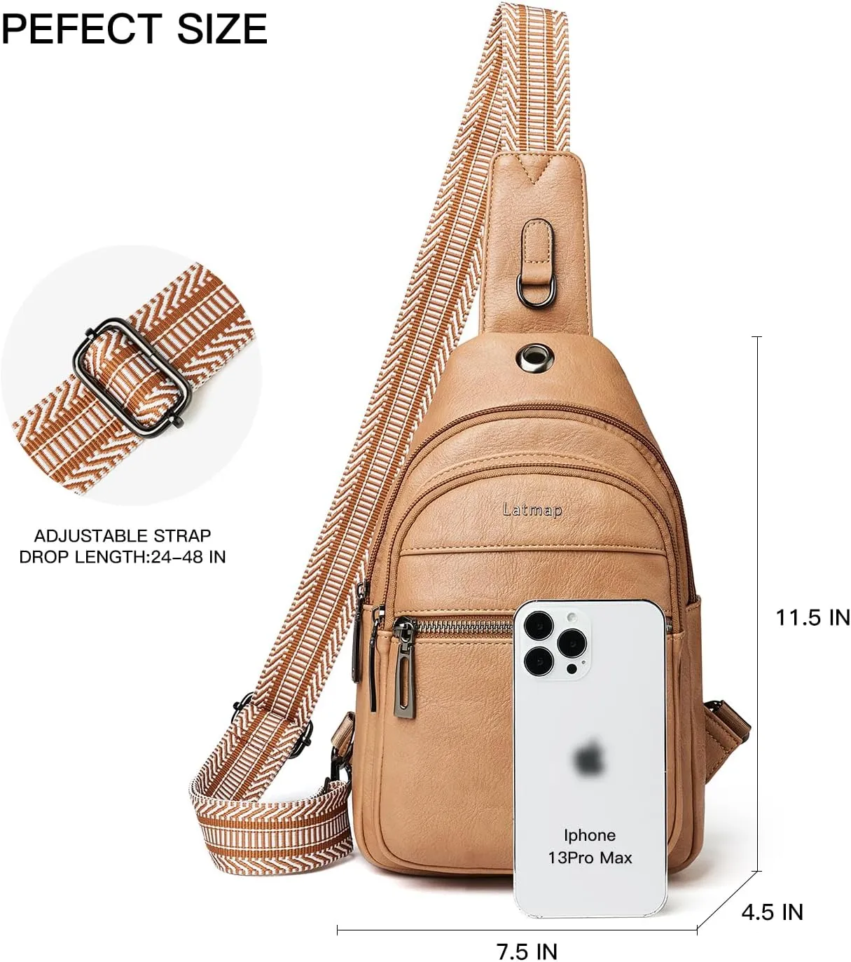 7L Sling Bag For Women Men Crossbody Shoulder Tote Blet Bags Backpack Fanny Pack Travel Purse Faux Leather