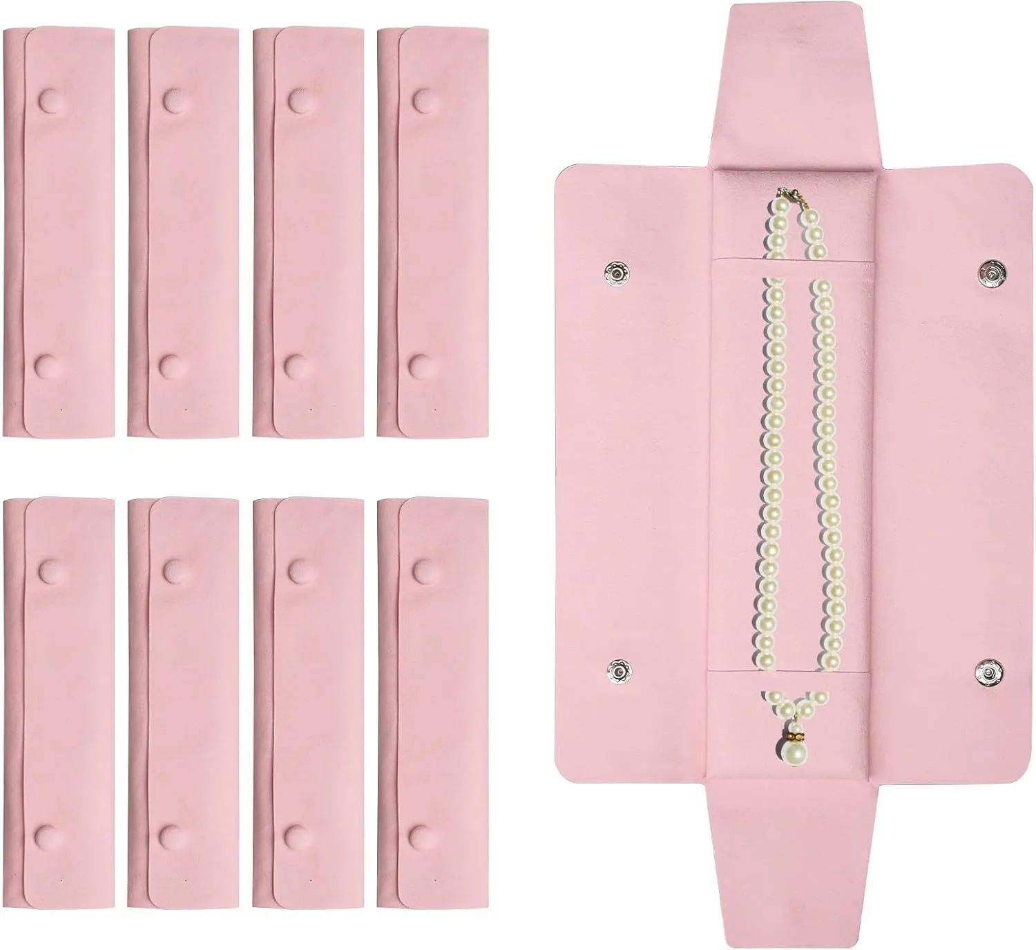 8 Pcs Necklace Travel Case No Tangle Necklace Pouch Microfiber Storage Bag Jewelry Travel Organizer for Women Christmas Bridesmaid Gifts