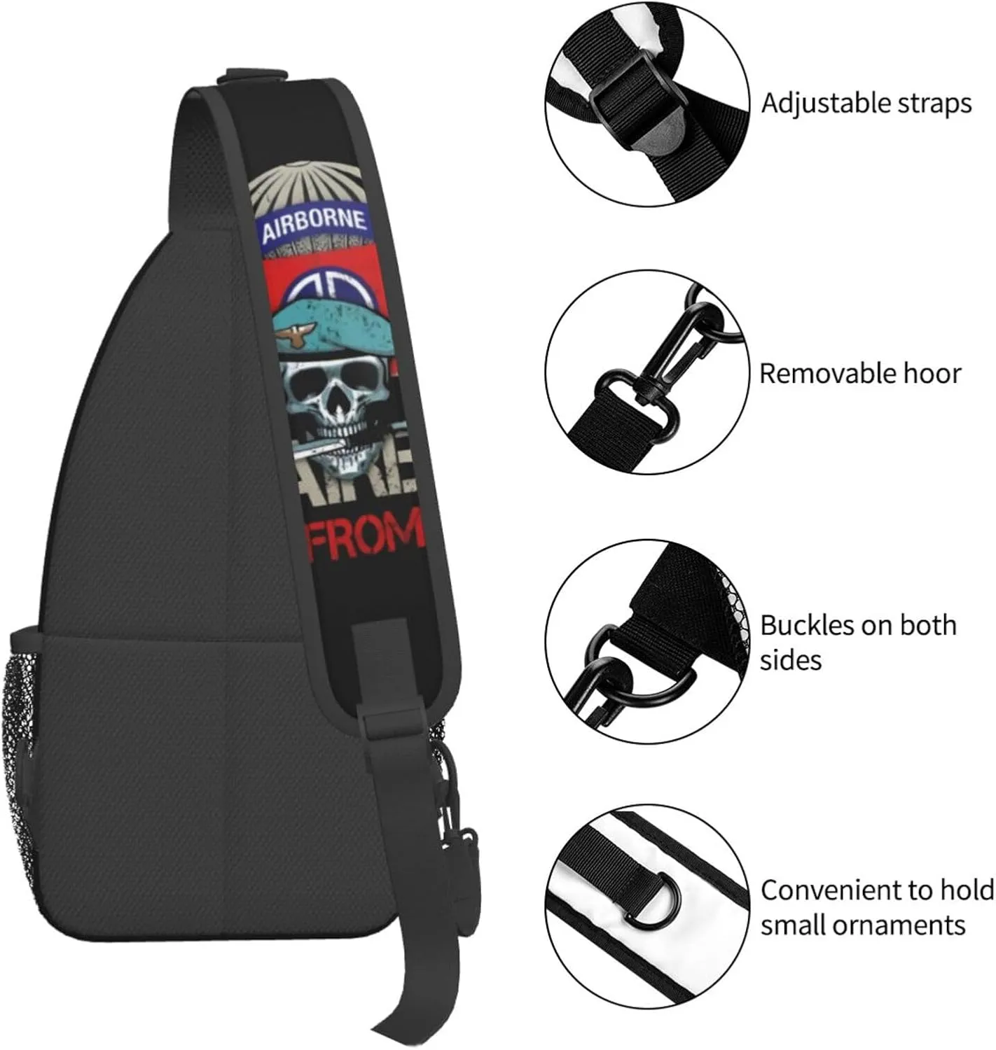 82nd Airborne Division Death From Above Small Crossbody Backpack Sling Bag For Men Women Mini One Shoulder Chest Bags Gym Sport Travel Hiking Daypack