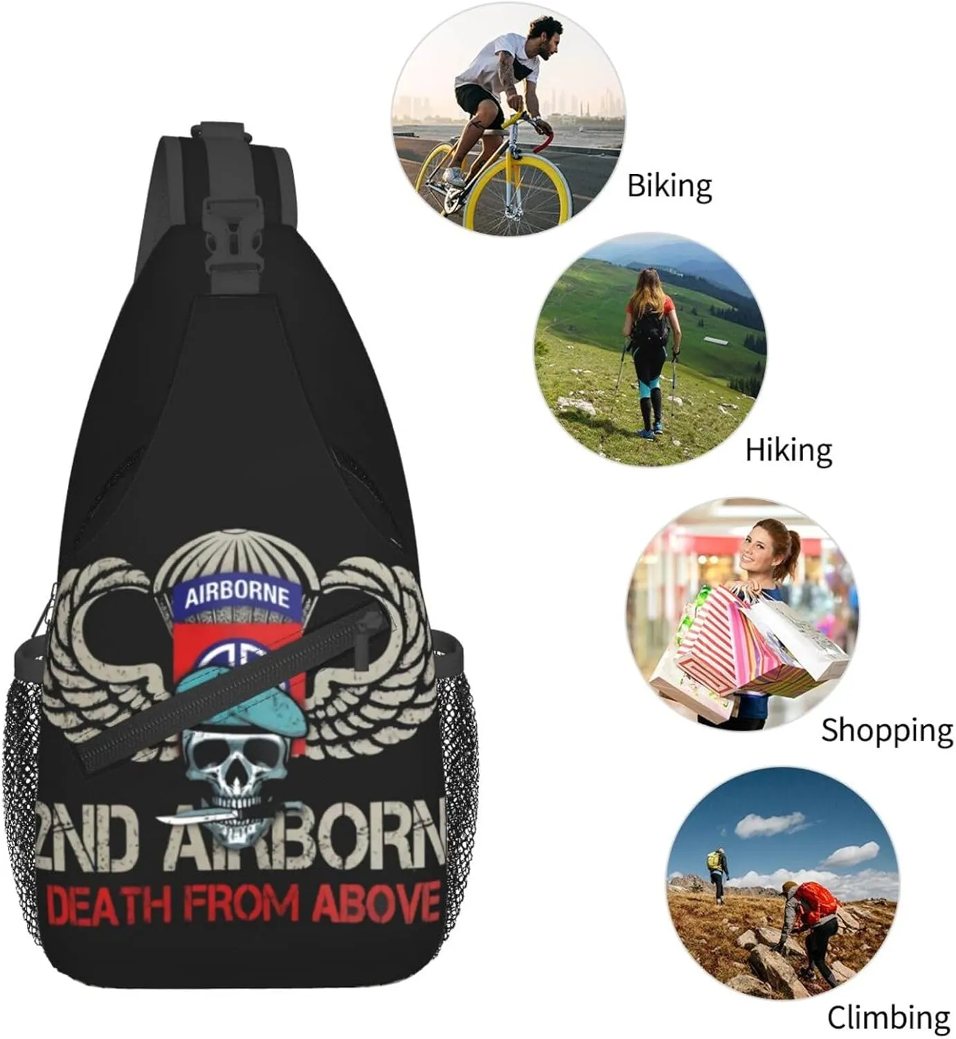 82nd Airborne Division Death From Above Small Crossbody Backpack Sling Bag For Men Women Mini One Shoulder Chest Bags Gym Sport Travel Hiking Daypack