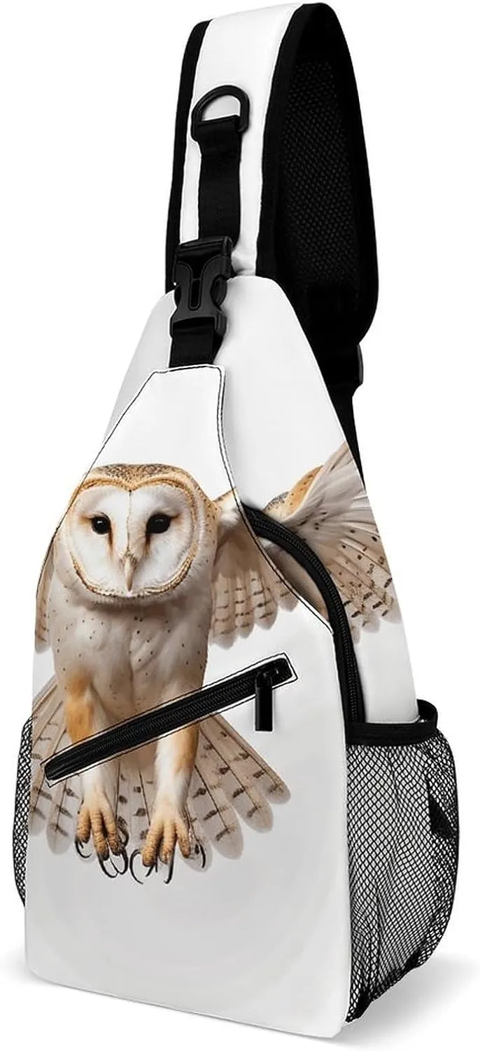A Barn Owl Crossbody Bags Mini Sling Bag Fanny Chest Bag Travel Daypack Sling Backpack for Men Women