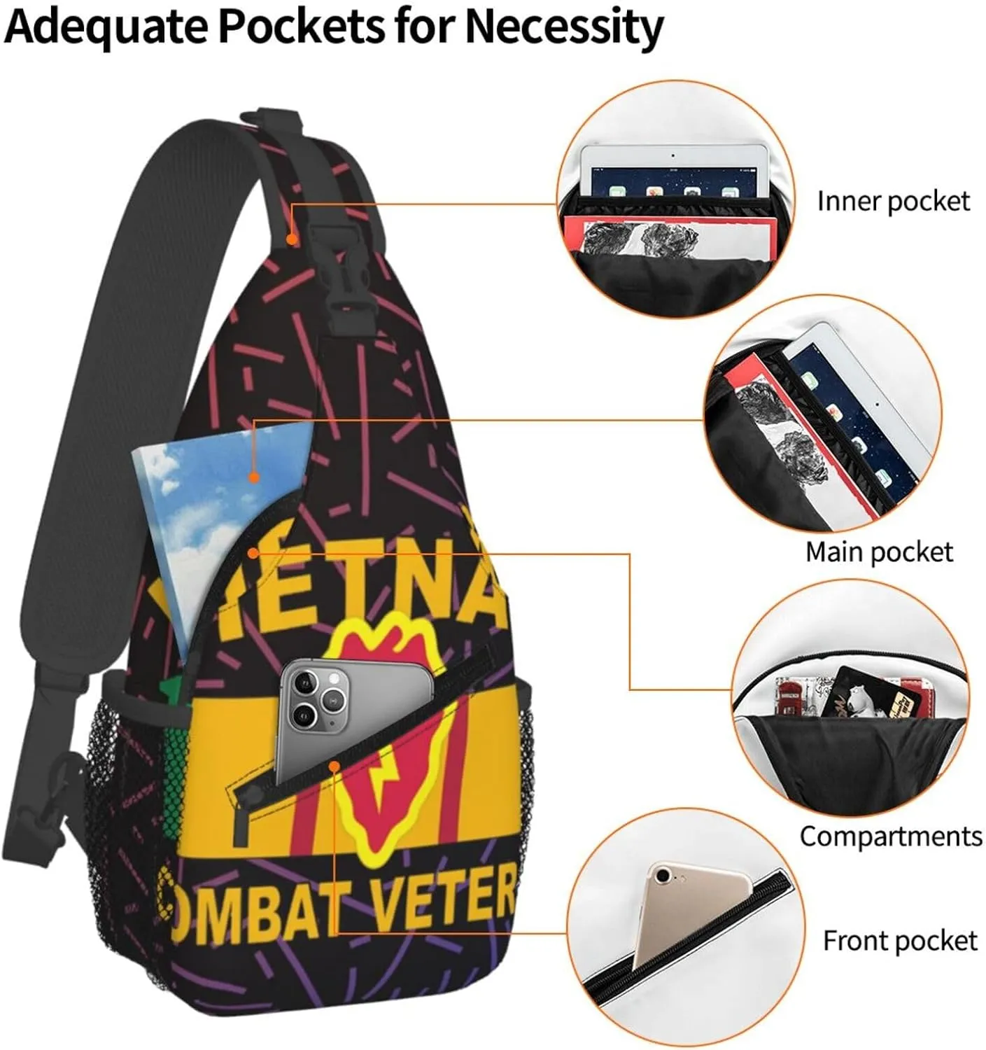 A-rmy 25th Infantry Division Vietnam Combat Veteran Small Crossbody Backpack Sling Bag For Men Women Mini One Shoulder Chest Bags Gym Sport Travel Hiking Daypack