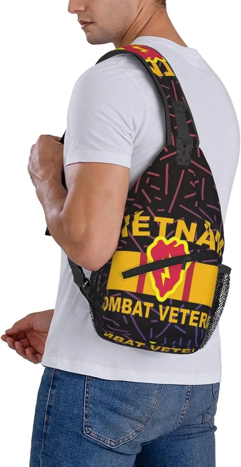 A-rmy 25th Infantry Division Vietnam Combat Veteran Small Crossbody Backpack Sling Bag For Men Women Mini One Shoulder Chest Bags Gym Sport Travel Hiking Daypack