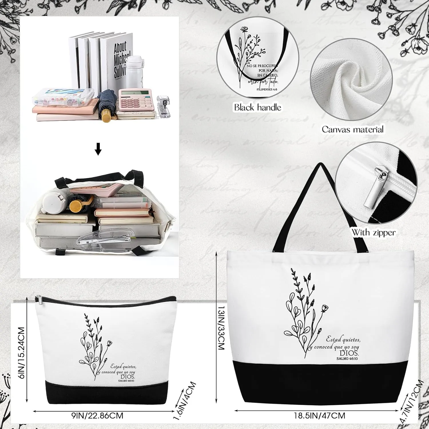Abbylike 20 Pcs Christian Gift Bags Bible Verse Tote Bag Religious Cosmetic Makeup Bag for Mothers Day
