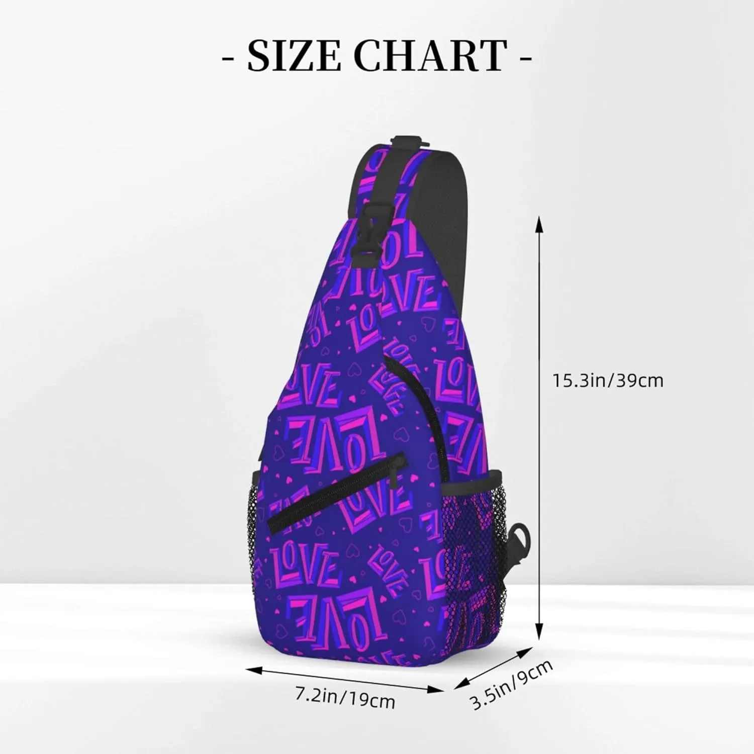Abstract Lover Purple Pattern Sling Backpack Crossbody Bag, Chest Bag Daypack for Outdoors Hiking Traveling