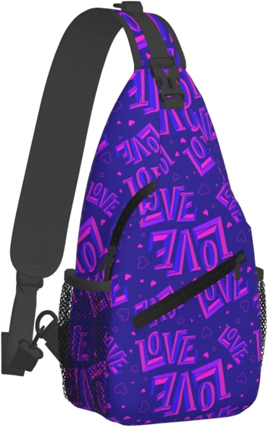 Abstract Lover Purple Pattern Sling Backpack Crossbody Bag, Chest Bag Daypack for Outdoors Hiking Traveling