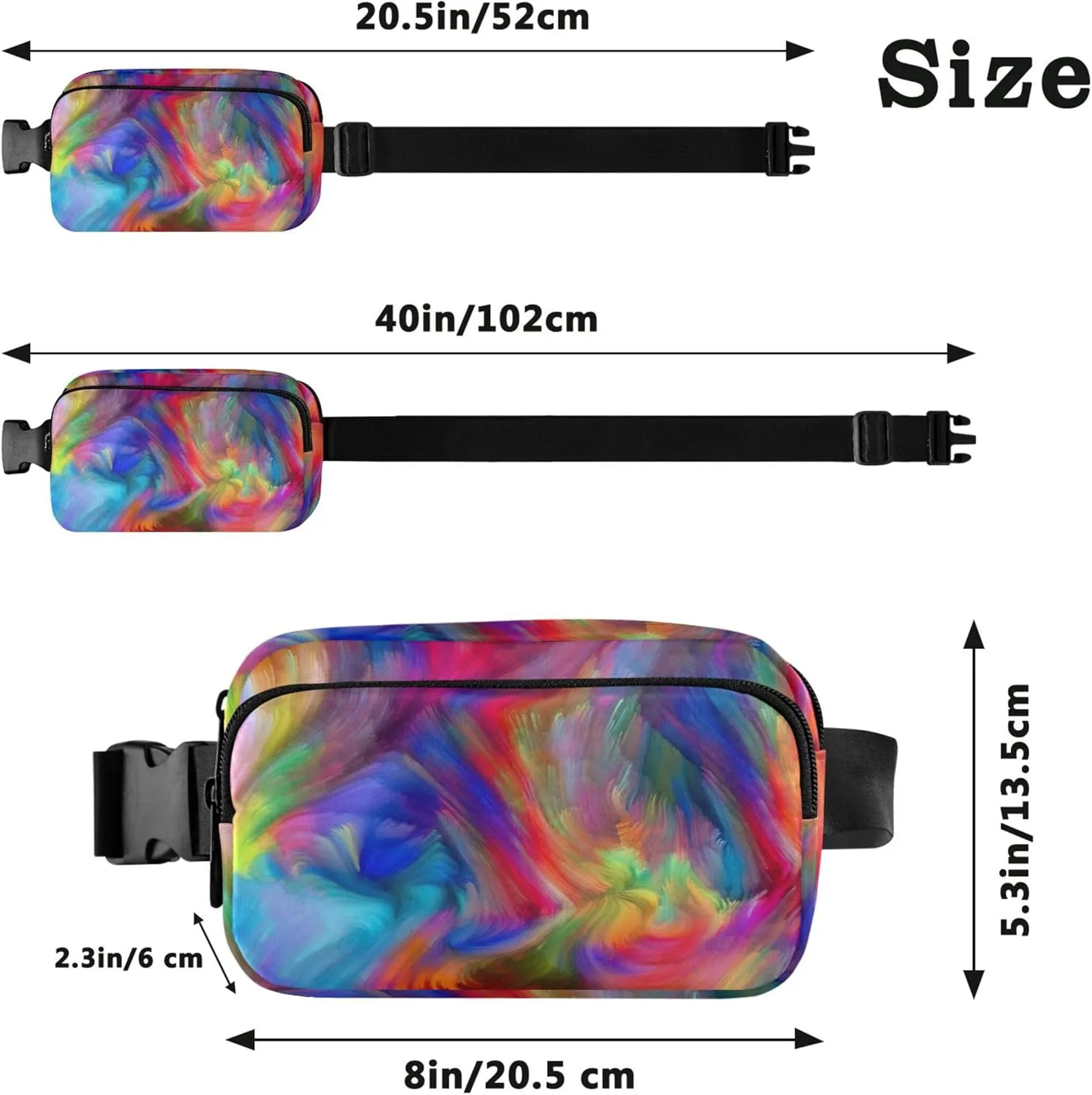 Abstract Modern Colorful Art Women Fanny Packs Waterproof Large Hip Belt Bag Designer Travel Waist Bag