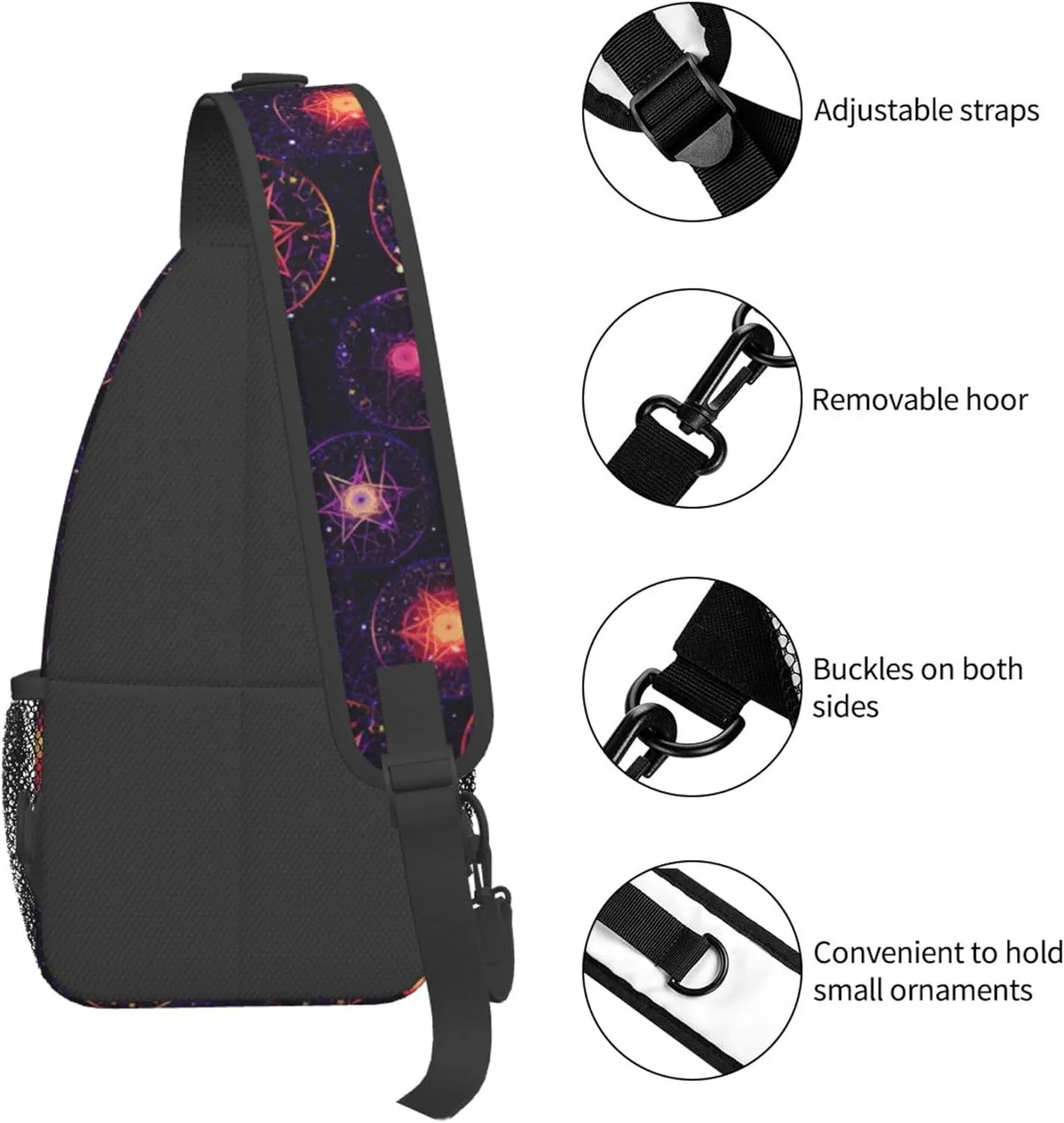 Abstract Stars Circles Sling Backpack Crossbody Bag, Chest Bag Daypack for Outdoors Hiking Traveling