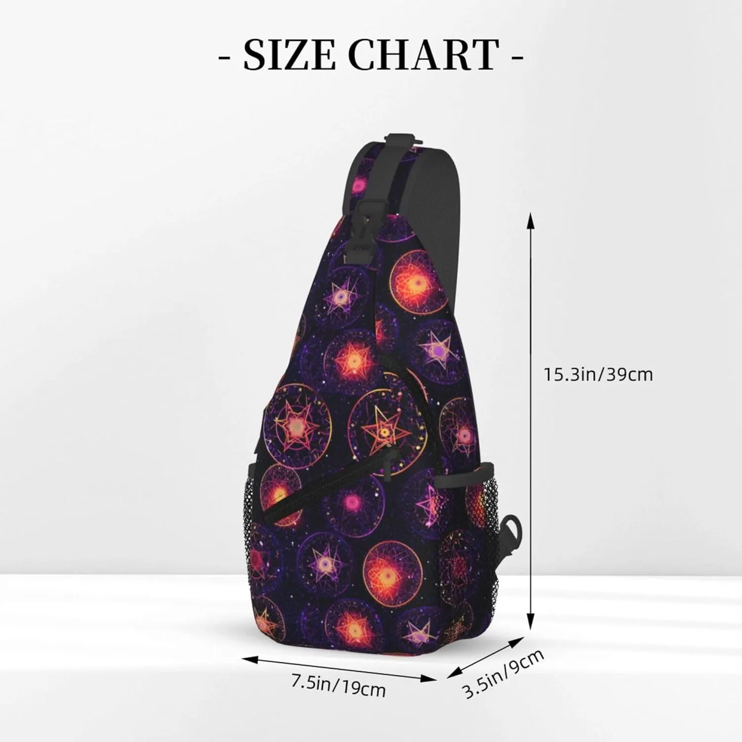 Abstract Stars Circles Sling Backpack Crossbody Bag, Chest Bag Daypack for Outdoors Hiking Traveling