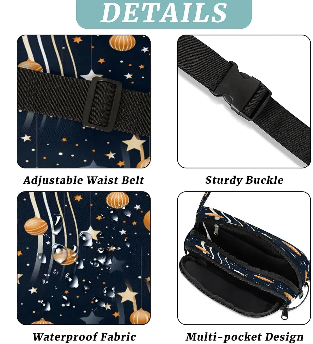 Abstraction Ball Pattern Fanny Packs for Women Men Waterproof Waist Bag with Adjustable Strap Belt Bag for Travel Running Hiking
