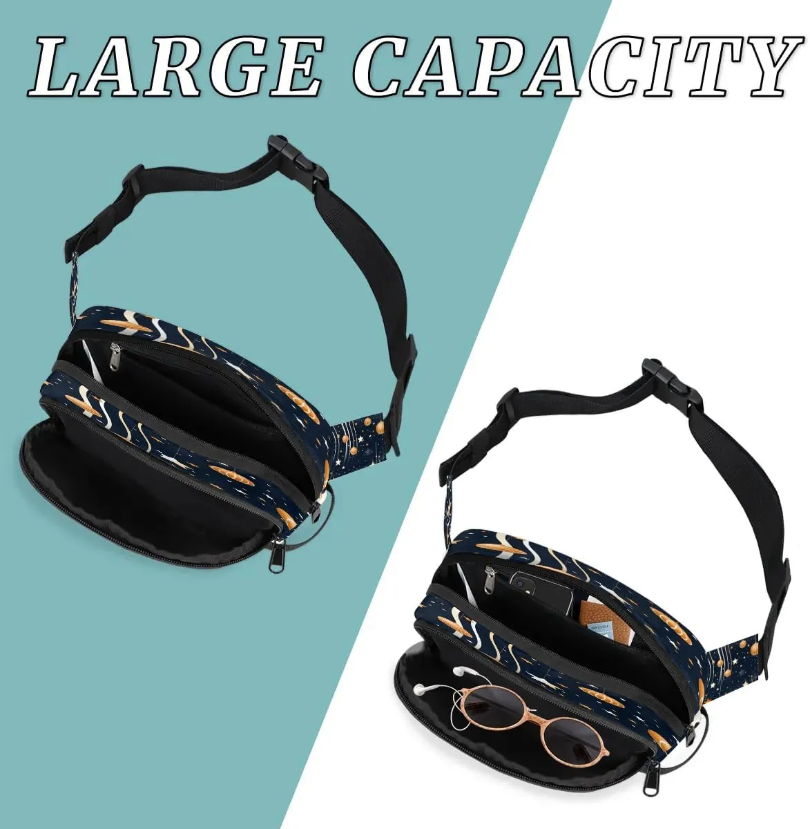 Abstraction Ball Pattern Fanny Packs for Women Men Waterproof Waist Bag with Adjustable Strap Belt Bag for Travel Running Hiking