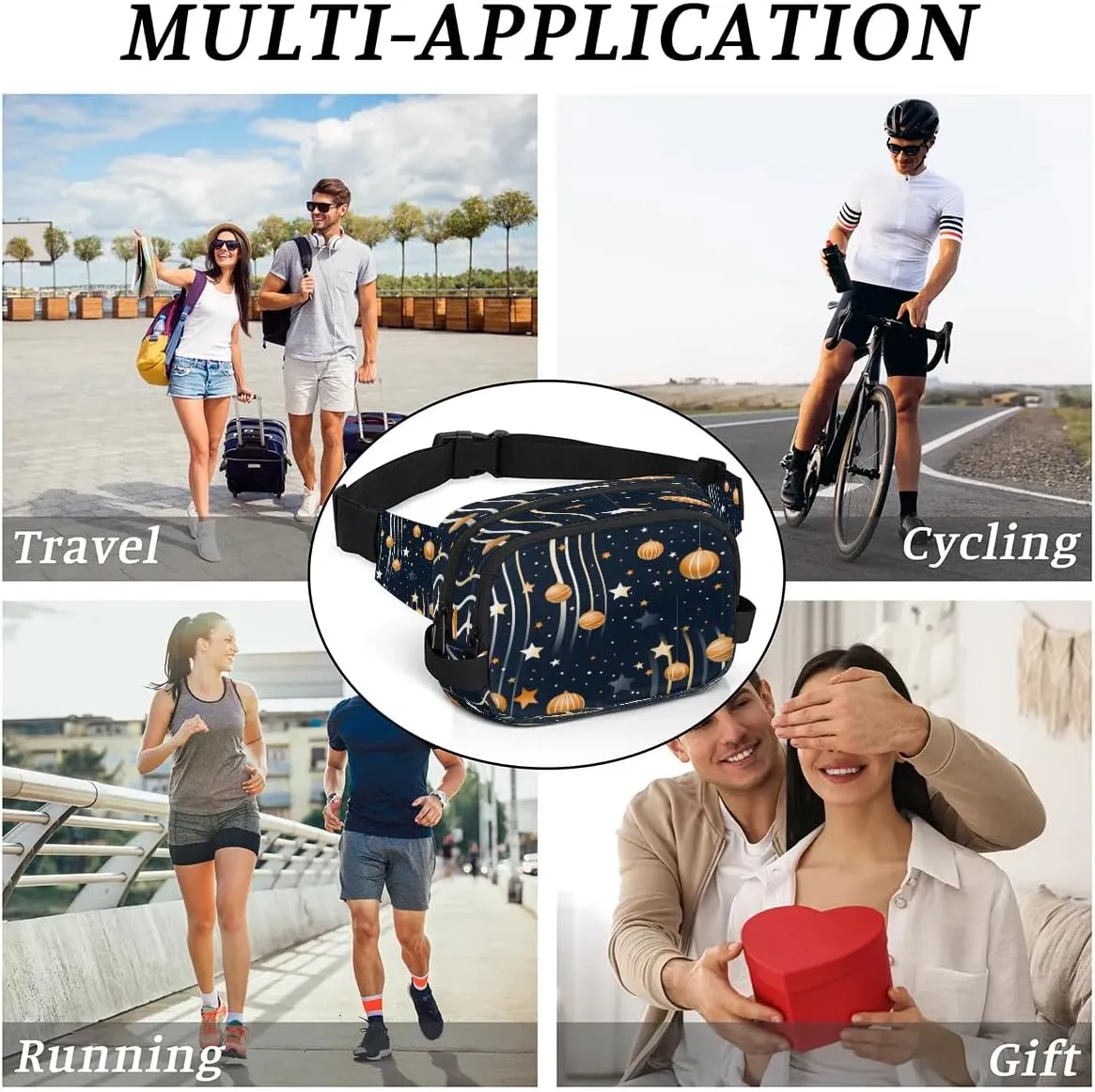 Abstraction Ball Pattern Fanny Packs for Women Men Waterproof Waist Bag with Adjustable Strap Belt Bag for Travel Running Hiking