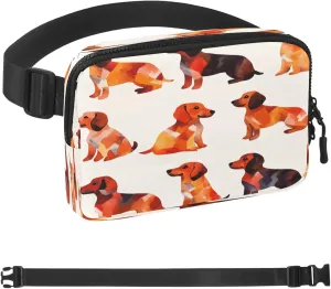 Abstraction Dachshund Fanny Packs for Women Men, Crossbody Belt Bag with Zipper Pockets,Waterproof Waist Packs with Adjustable Strap for Workout Running Traveling Hiking