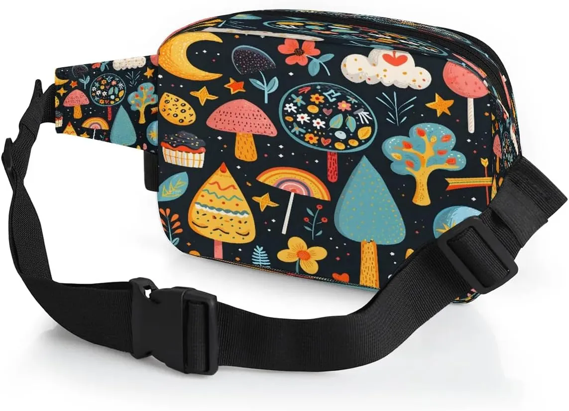 Abstraction Multi Printing Fanny Packs for Women Men Waterproof Waist Bag with Adjustable Strap Belt Bag for Travel Running Hiking