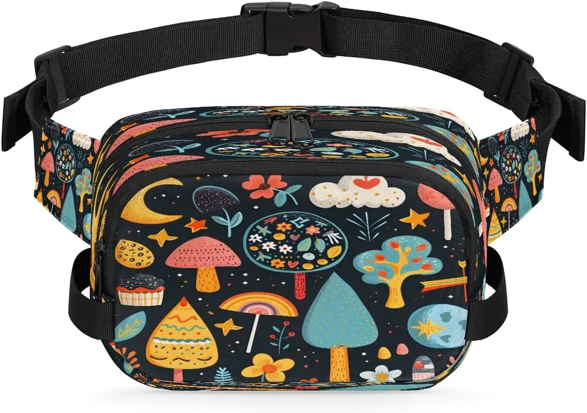 Abstraction Multi Printing Fanny Packs for Women Men Waterproof Waist Bag with Adjustable Strap Belt Bag for Travel Running Hiking