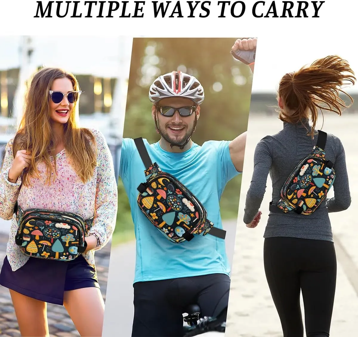 Abstraction Multi Printing Fanny Packs for Women Men Waterproof Waist Bag with Adjustable Strap Belt Bag for Travel Running Hiking