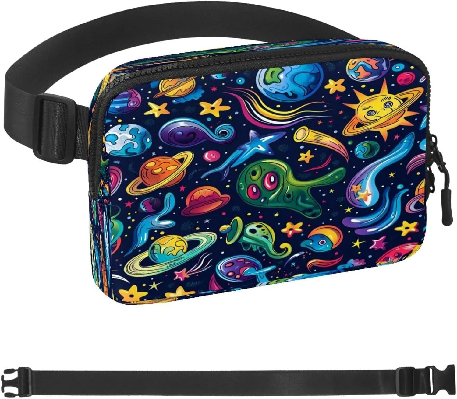 Abstraction Universe Print Fanny Packs for Women Men, Crossbody Belt Bag with Zipper Pockets,Waterproof Waist Packs with Adjustable Strap for Workout Running Traveling Hiking