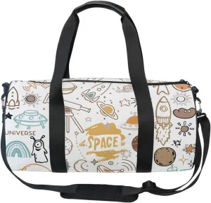 Acpiggto Gym Bag Sports Duffel Bag Autumn Orange Space Science Universe Rocket Planet for Women Men Boys Girls Travel Luggage Bag Weekender Tote Sling Shoulder Backpack