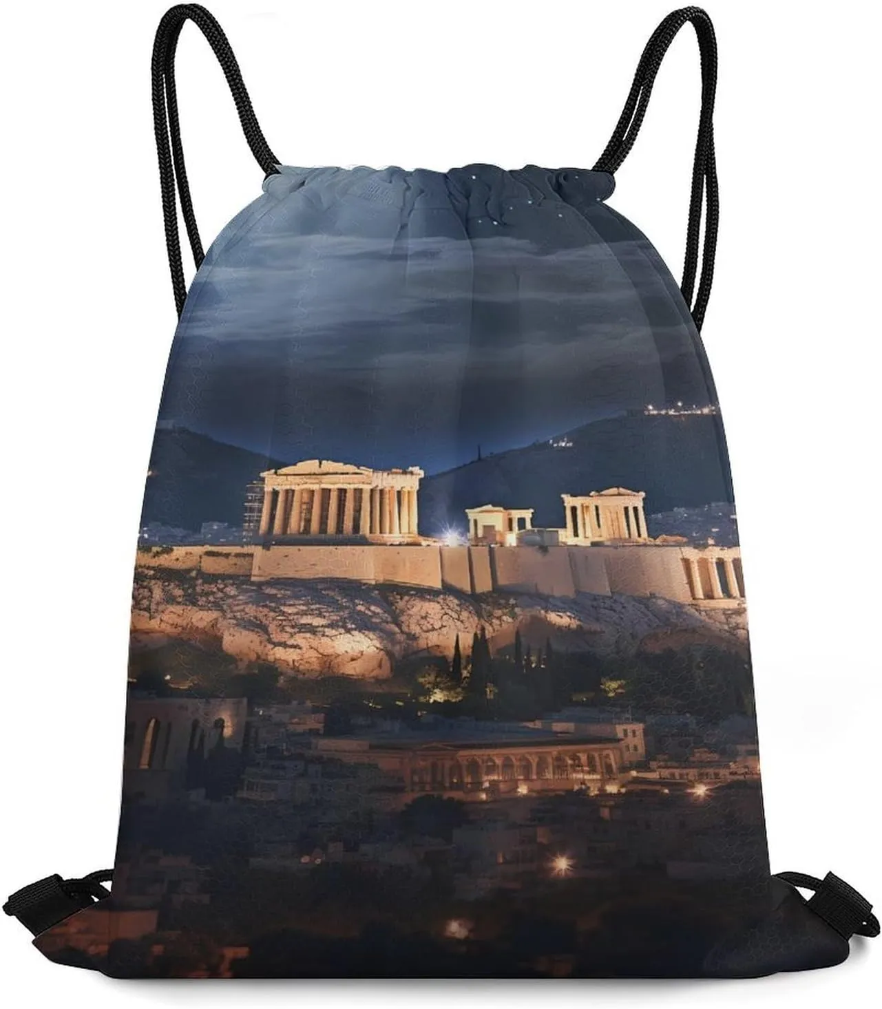 Acropolis Of Athens Drawstring Backpack Lightweight String Bag Sports Sackpack Cinch Bags for Gym Travel