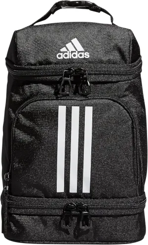 adidas Excel Insulated Lunch Bag, Cooler with Zipper, Pocket for Ice Pack, and Clip, Temperature Control Insulation,Black/White,One Size