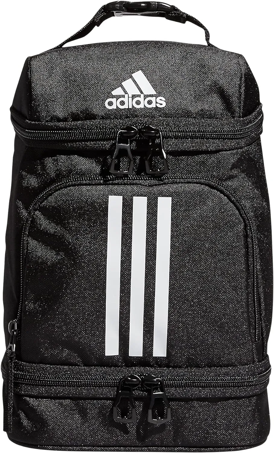adidas Excel Insulated Lunch Bag, Cooler with Zipper, Pocket for Ice Pack, and Clip, Temperature Control Insulation,Black/White,One Size