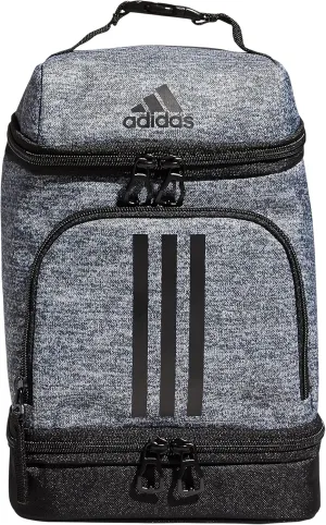 adidas Excel Insulated Lunch Bag, Cooler with Zipper, Pocket for Ice Pack, and Clip, Temperature Control Insulation,Jersey Onix Grey/Black,One Size