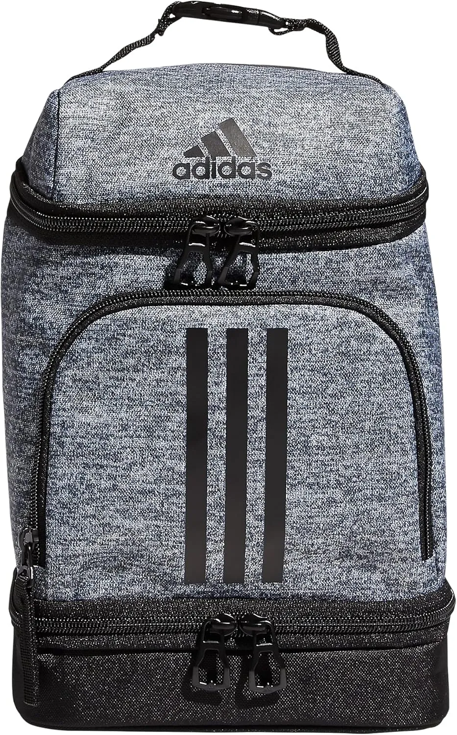 adidas Excel Insulated Lunch Bag, Cooler with Zipper, Pocket for Ice Pack, and Clip, Temperature Control Insulation,Jersey Onix Grey/Black,One Size