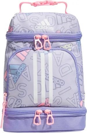 adidas Excel Lunch Bag, Cooler with Zipper, Pocket for Ice Pack, and Clip, Temperature Control Insulation, Adi Comp Silver Violet/Light Purple/Pink Spark, One Size