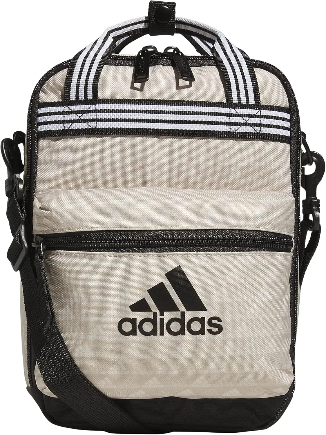 adidas Squad (7L) Food Container Carry Box Insulated Lunch Bag, BOS Mini Monogram Wonder Beige/Black, One Size