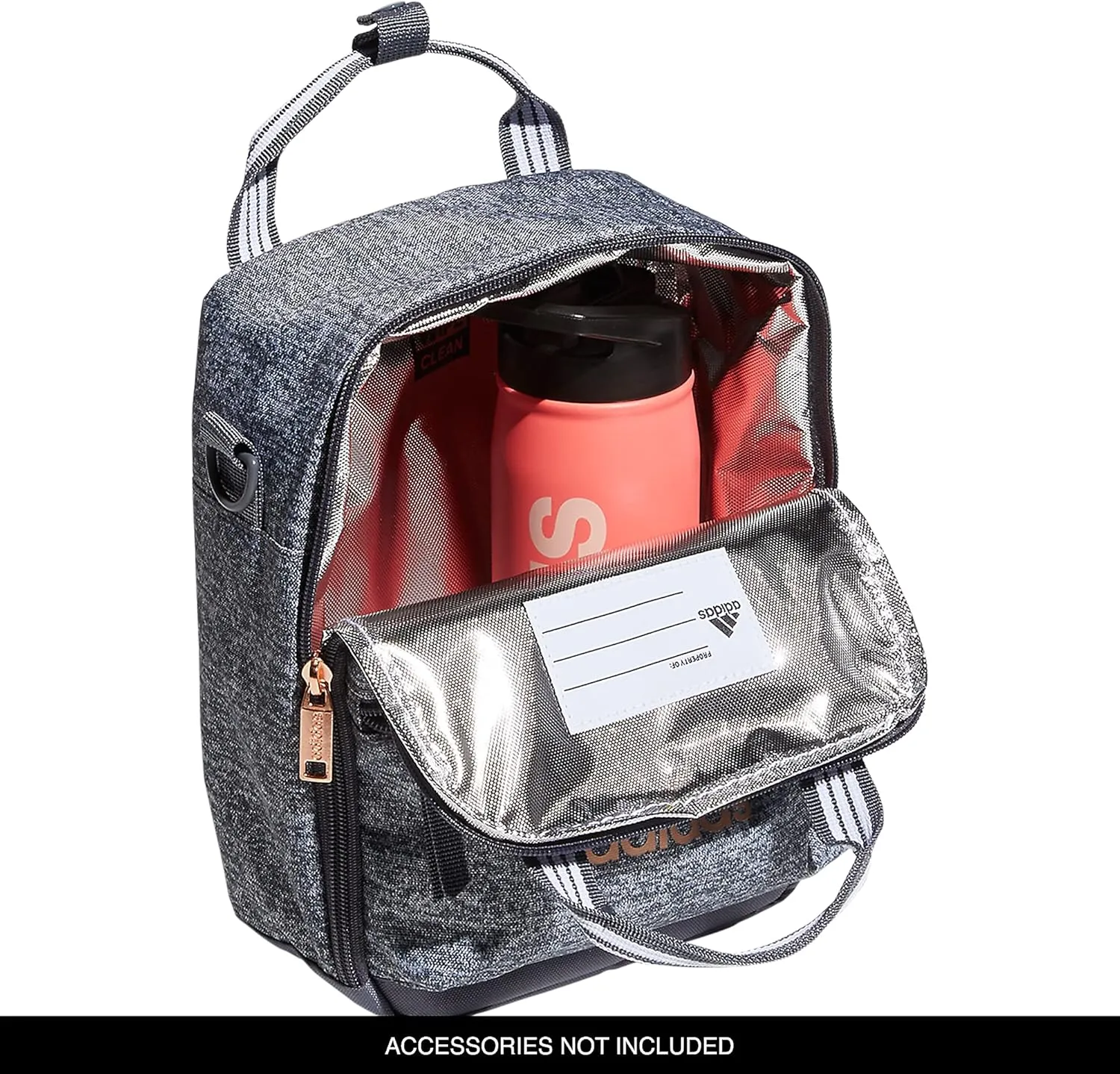adidas Squad (7L) Food Container Carry Box Insulated Lunch Bag, Jersey Onix Grey/Rose Gold, One Size