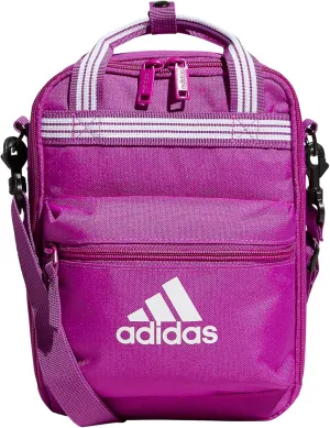 adidas Squad Insulated Lunch Bag (7L) Food Container Carry Box for Kids/Adults Discontinued, Sonic Fuchsia Purple/White, One Size