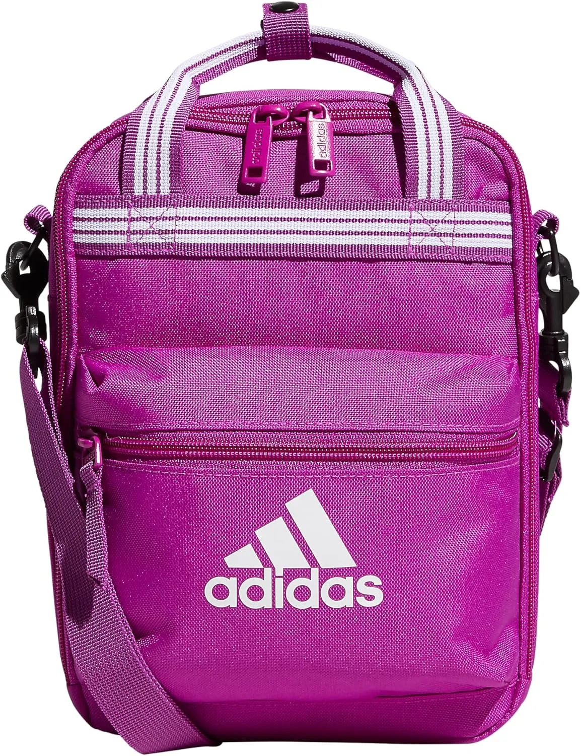 adidas Squad Insulated Lunch Bag (7L) Food Container Carry Box for Kids/Adults Discontinued, Sonic Fuchsia Purple/White, One Size